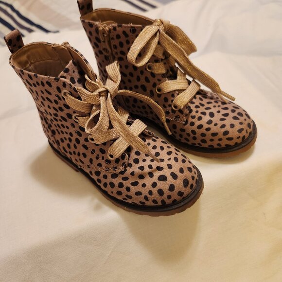 Cat & Jack Girls Toddler Animal Print Combat Boots - Picture 1 of 6